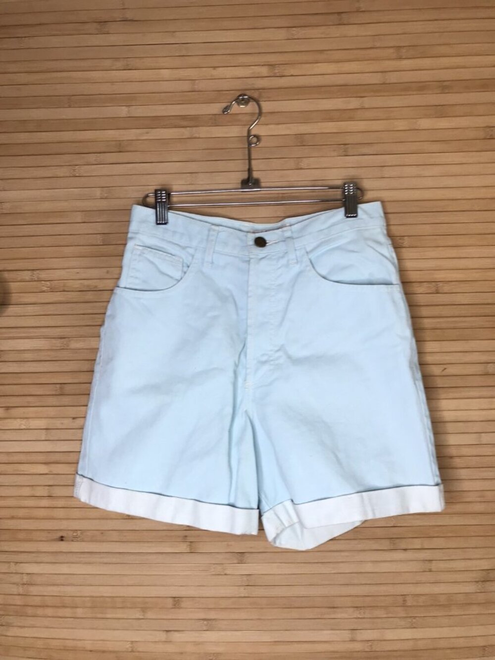 Vintage Guess Denim jeans Shorts High rise button fly baby blue 30 Jean